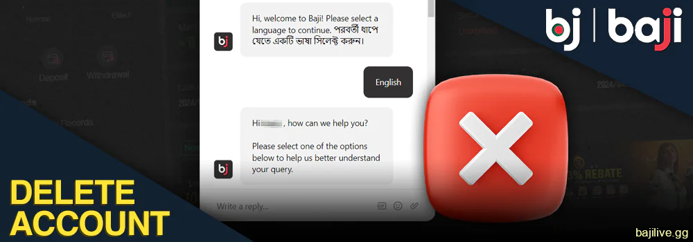 How to delete Baji personal account